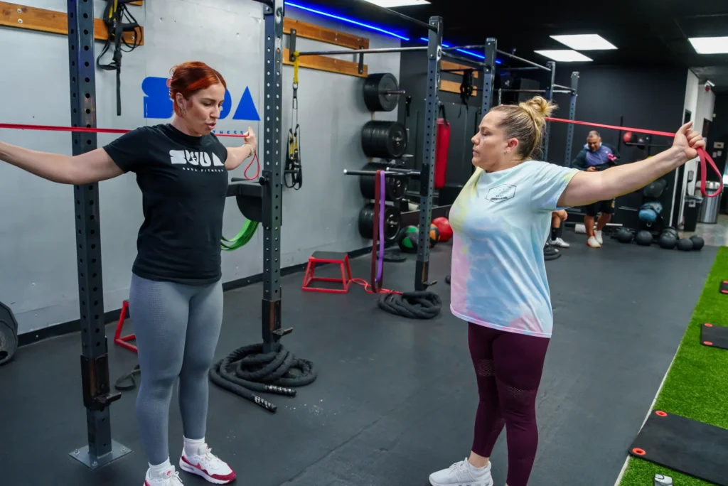 Coach-led strength training bootcamp workout at SUDA Fitness in Downey CA